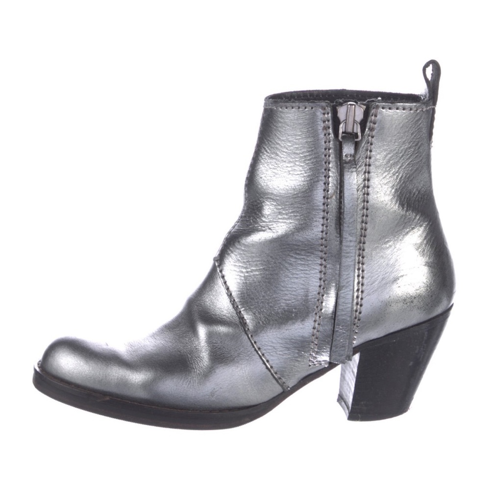Acne leather metallic western boots